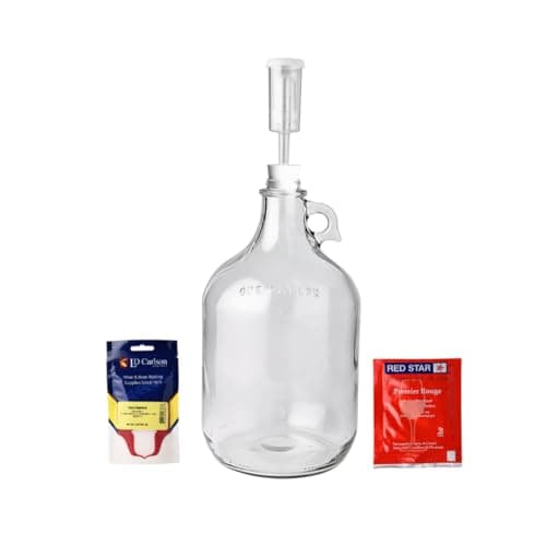 FastRack - Shepherd Made Mead Making Kit - 1 Gallon Jug Fermentation Set with Clear Glass Fermentation Jar, 3pc Airlocks, Rubber Stopper, Yeast Nutrient & Mead Yeast for Home Brewing