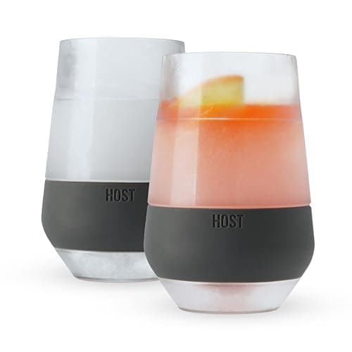 HOST Freeze XL Wine Glass Cooling Cup, Double Walled Insulated Freezable Drink Chilling Tumbler for Aperol Spritz 12 Ounces, Grey Set of 2