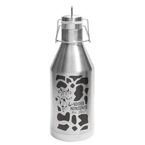 Imprue 64 oz. Stainless Steel Vacuum Insulated Growler: Swing-Top Lid for Fresh Beverages On the Go - Custom Engraved Growler: Your Logo, Your Style! - Silver