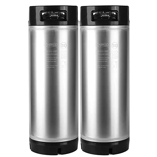 TMCRAFT New 5 Gallon Ball Lock Keg, Stainless Steel Beer Keg with Dual Rubber Handle for Home Brew- 2 Pack