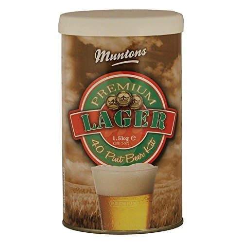 Muntons Beer Making Kit - Lager Premium Premium Range Kit - Includes Beer Making Ingredients - Home Brewing Kit Makes 66 Bottles of Beer (23 Liters Total)