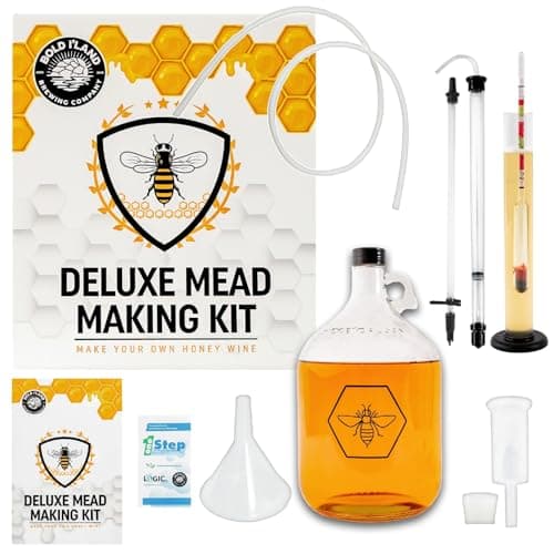 Complete Mead Making Kit for Beginners – Home Brewing Starter Kit – Includes 1 Gallon Glass Jug Carboy - Alcohol Hydrometer for Alcohol Test – Auto Siphon – Airlock – How to Guide and More