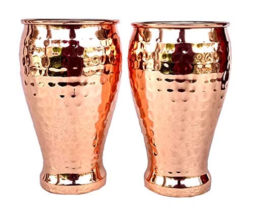 Rastogi Handicrafts Steel Copper Wine glass set serving glass tumbler beer glass bar tumbler serving set (2)